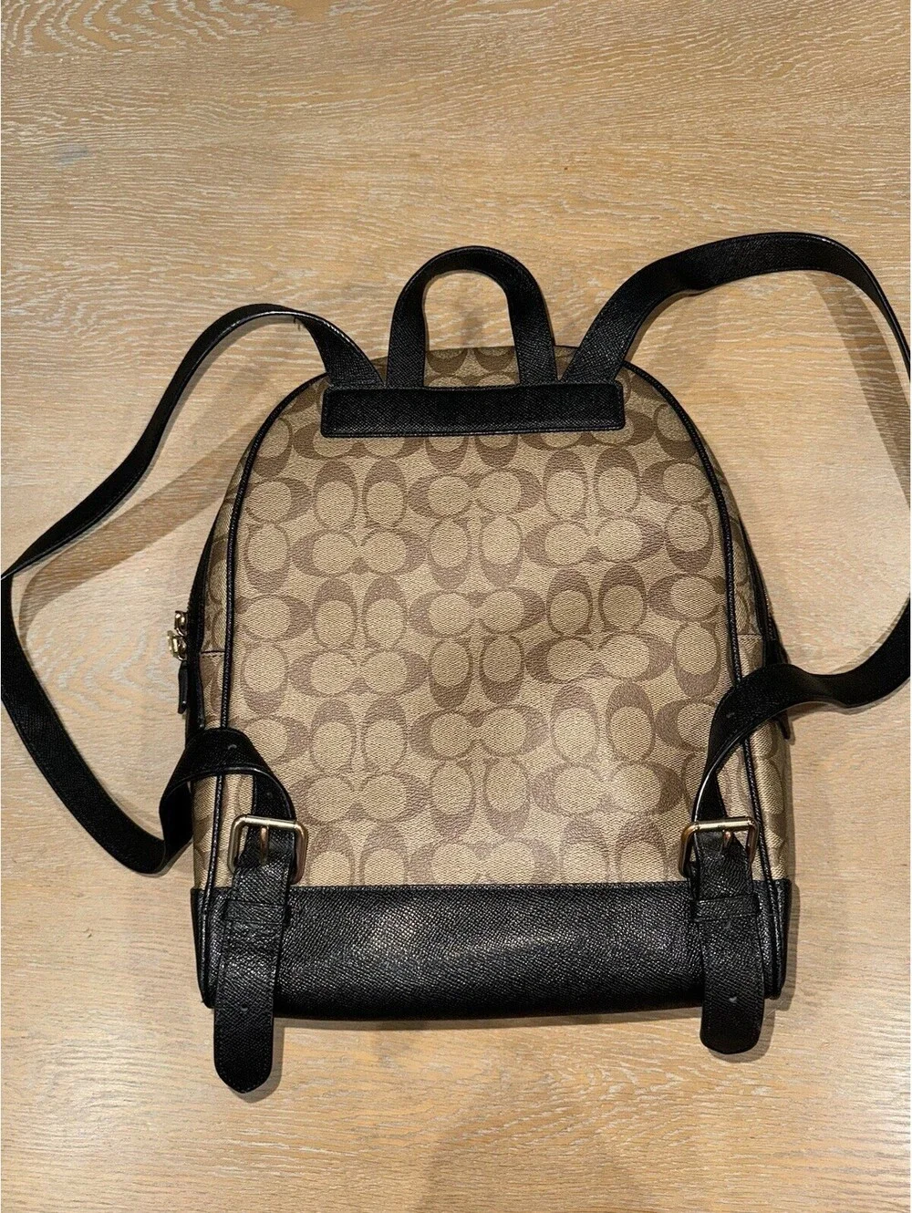 Coach Kenley Backpack in Signature Canvas Khaki / Black Gold Hardware C5679